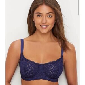 Camio Mio 36DDD royal blue bra sexy unlined balconette lingerie worn twice